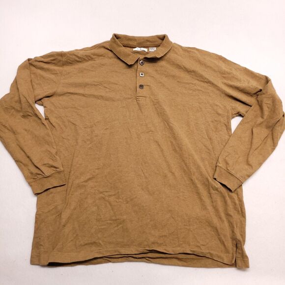 Linea Uomo Casual Collared Long Sleeve Polo Shirt Adult Mens Size 2XL Brown - Picture 2 of 9